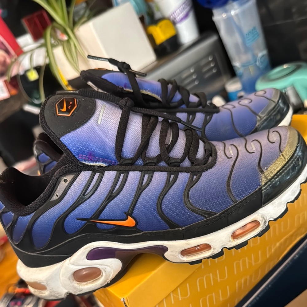 Nike Air Max Plus Gradient Blue and Black with Orange Accents